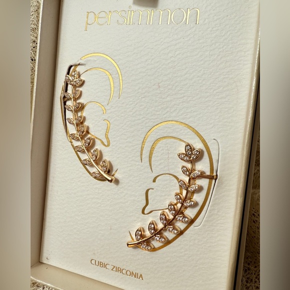 persimmon Jewelry - Elegant Gold Leaf Earrings